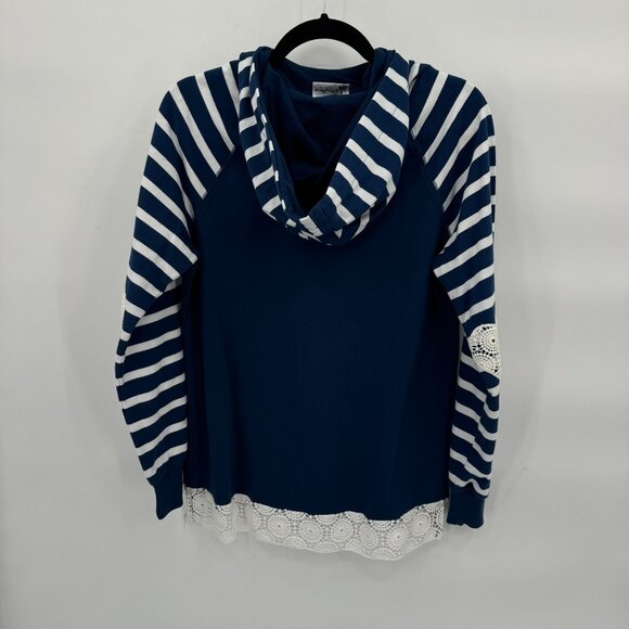 Disney‎ Parks Mickey & Minnie Hoodie With Lace Hem & Striped Sleeves Size LG - Picture 7 of 10